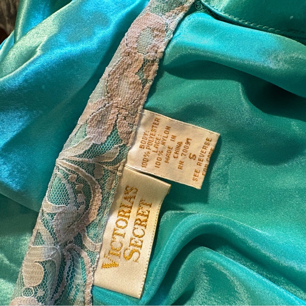 💎 Vintage Victoria’s Secret Satin Pajama Set | Teal Lace | Size S‎ | Y2K (0777) - Picture 7 of 8